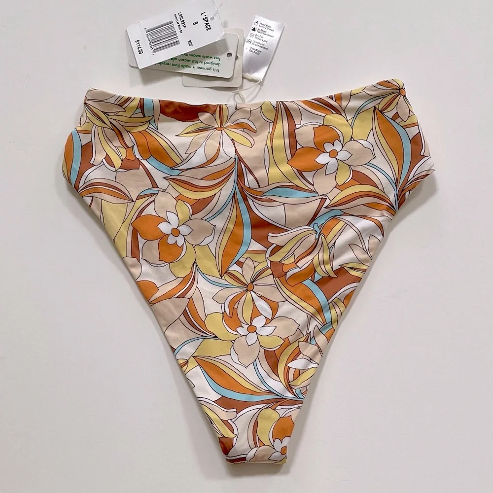 NWT L*Space Nancy Lee high waist bikini  bottoms in retro soulshine floral print - Picture 6 of 7